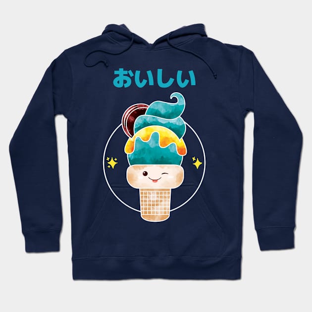 おいしい (Oishii) Ice Cream Hoodie by Malficious Designs